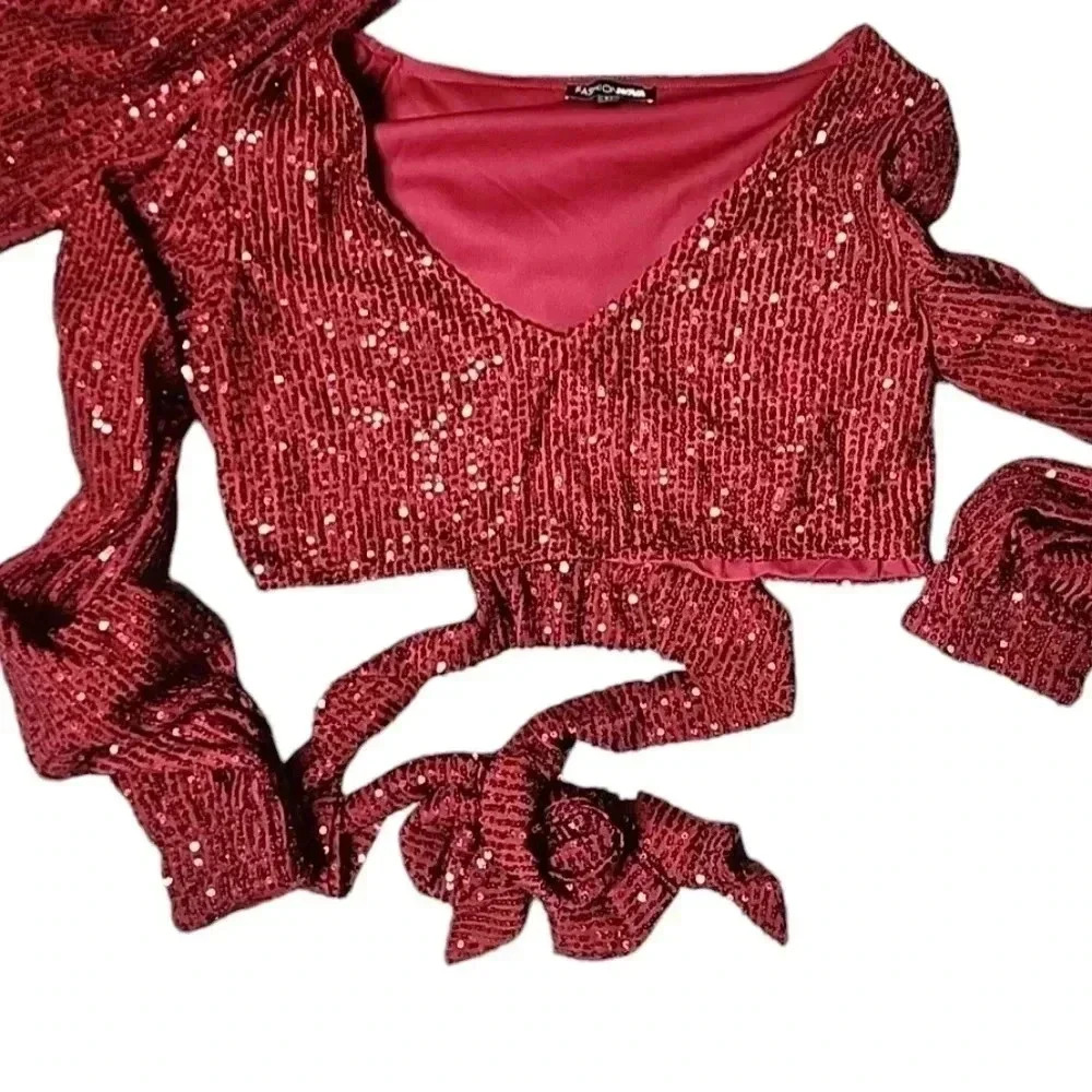Fashion Nova Sequin Pant set. Size Medium - Picture 4 of 8